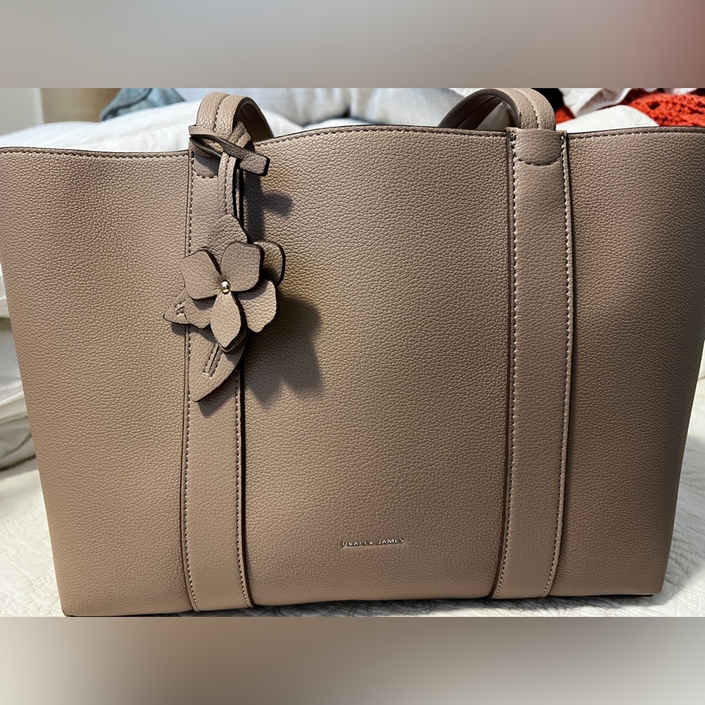 Draper James Tan Leather Tote Bag